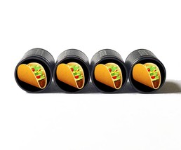 Taco Emoji Tire Valve Caps - Black Aluminum - Set of Four - $15.99
