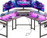 L Shaped Gaming Desk With Led Lights &amp; Power Outlets, 51&quot; Computer Desk ... - $296.99