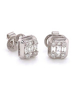Real Fine 0.55ct Natural Diamond Earrings 18K White Gold G Color VS2 Sqaure - £1,619.32 GBP