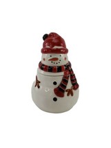 Pier 1 Pier One Snowman Christmas Winter Holiday Cookie Jar Black Red Scarf - £15.71 GBP