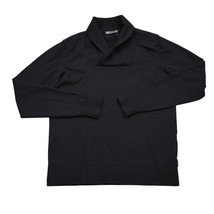 Armani Exchange Sweater Mens M Black Plain Shawl Collar Ribbed Cuffs Pul... - $16.71