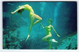 Weeki Wachee Mermaid Florida Vintage Postcard 2 Women Perform Underwater Chrome - £10.08 GBP