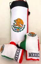 BOXING/PUNCHING BAG SET:MEXICO COAT OF ARMS 22&quot; Long W/GLOVES HYPOALLERG... - $25.00