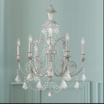 Horchow Draped Crystal Candle Chandelier French Restoration Antique Silver - £783.04 GBP