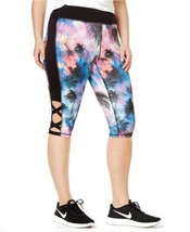Material Girl Womens Plus Printed Capri Athletic Leggings 1X Tropic Galaxy - £20.89 GBP