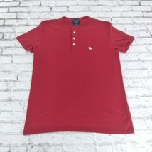 Abercrombie and Fitch Shirt Mens Medium Red Henley Short Sleeve Cotton Preppy - £15.71 GBP