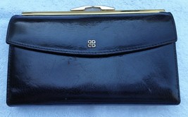 Bosca 7 Inch Black and Red Hand-Stained Leather French Purse Checkbook Clutch - £78.30 GBP
