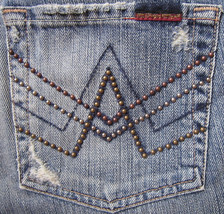 NWT $248 7 For All Mankind Havana 2 Tricolor Studded A Pocket Jeans 27 - £78.44 GBP