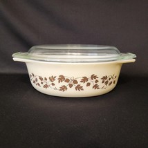 Pyrex 043 1½ Qt. Gold Leaf Autumn Fall Acorn White Casserole Dish With Clear Lid - £19.75 GBP