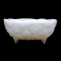 McKee Toltec Milk Glass 7&quot; 3-Toed Footed Bowl Vintage Decorative Tablewa... - $24.70