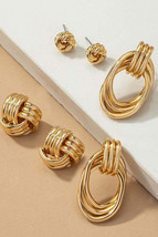 Premium trio metal knot and hoop earrings - £12.78 GBP