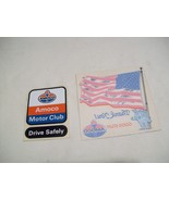 2 Vtg Amoco Stickers Decals - Motor Club &amp; American Flag Good Stuff Than... - $16.82