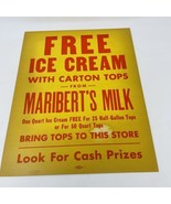 Maribert Milk Vintage Cardboard Sign Ice Cream Carton Tops - $40.70 CAD