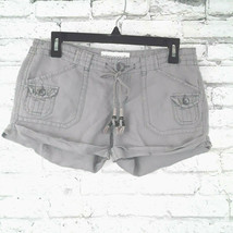 Aeropostale Shorts Womens 1/2 Gray Low Rise Linen Blend Pockets Drawstri... - $19.98