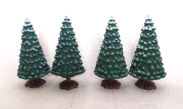 Scenic Winter Snow Covered Pine Trees 4 Pc Plastic 3.5&quot; Miniature Train Town - $4.94