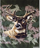 Heavy Warm QUEEN SIZE BUCK DEER HUNTER CAMO CAMOUFLAGE Faux Mink Blanket... - £55.00 GBP