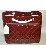 NWT AUTHENTIC Chanel Chic Glitter Patent Leather Tote Bag Burgundy Borde... - £1,981.16 GBP