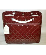 NWT AUTHENTIC Chanel Chic Glitter Patent Leather Tote Bag Burgundy Borde... - $2,500.00