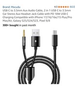 USB C to 3.5mm Aux Cable, 2 in 1 USB C to 3.5mm Car Stereo Aux Headphone... - $22.07 CAD