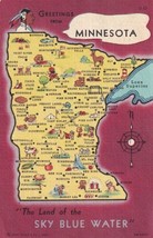 Minnesota Greetings With Map From The Land Of The Sky Blue Water MN Postcard B15 - £2.46 GBP