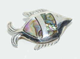 Taxco Mexico Sterling Silver Abalone Fish Brooch Pin - £33.01 GBP