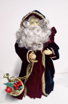 Green Hooded Santa 14&quot; Christmas Tree Topper Felt Figure Ornament - $19.95