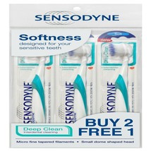 Sensodyne Toothbrush Deep Clean Soft Bristles for Sensitive Teeth - 3 Units - $19.56