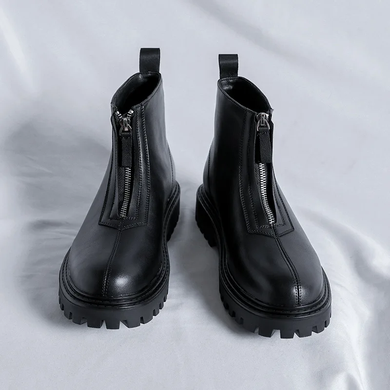 men casual party banquet dress chelsea boots black trend leather shoes boy platf - £126.18 GBP