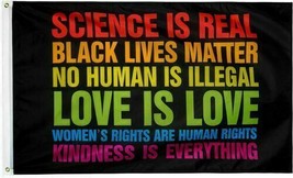 Science is Real Black Lives Matter BLM Love Rainbow 3x5 Feet Banner Flag Human - £14.38 GBP