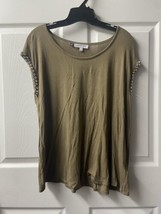 JLO Jennifer Lopez Sleeveless Knit Top Womens Size XL Army Green Rhinestones - $12.52