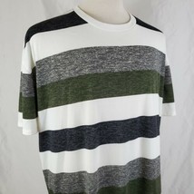 LulaRoe T-Shirt Stripe Tunic Top Women&#39;s XXL Short Sleeve Gray Green Pol... - $14.99