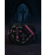 Heart Shape Gothic PU Leather Shoulder Crossbody Bag for Women - $18.99