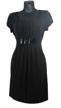 Enfocus Petite Women&#39;s Dress Black Empire Waist Short Cap Sleeves Knee Lengt P12 - £18.68 GBP