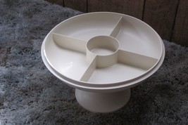 TUPPERWARE vintage almond 2 pc. 4 sectioned server on removable  pedeatal  (e) - £9.30 GBP