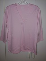 L.L. B EAN Ladies Pink V-NECK Supima Cotton 3/4-SLEEVE Pullover Knit TEE-M-NWOT - £7.11 GBP