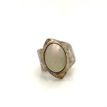 Vintage Sterling Signed DG Oval Mother of Pearl Stone Cabochon Wide Ring 6 1/2 - £51.59 GBP