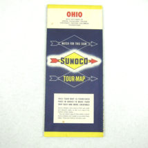 Vintage 1950s SUNOCO Gas Company Ohio Tour Road Map City Maps Counties &amp;... - £15.71 GBP