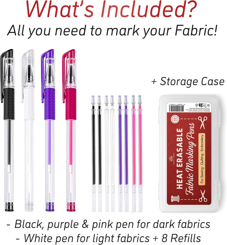 Lange & König Heat Erasable Fabric Marking Pens for Sewing - 4 Pens + 8 Refills  Item image 5