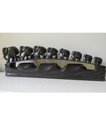 Vintage 8 Carved Elephants Black Ebony Bridge 24 Vintage From Ceylon Sri... - £107.30 GBP