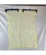 Vintage Cottage White yellow Flowers Afghan Blanket Granny Square Baby 3... - $13.98