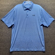 Under Armour Tech Men&#39;s Sz XL Blue Short Sleeve Golf Polo Shirt - £15.21 GBP