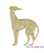18k (750) Yellow Gold Natural Diamond Dog shape Brooch - $2,821.50