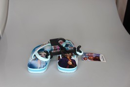 DISNEY FROZEN II Light-Up Flip Flops Beach Sandals NWT Sz 5/6 Blue Anna ... - $10.88