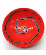 Vintage Mark Switzer Signed Whimsical Art Pottery Bowl Red w/ Blue Swirl... - $20.00