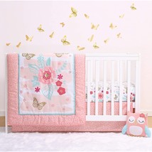 The Peanutshell Aflutter Crib Bedding Set for Baby Girls | 3 Piece Floral Nurser - £51.12 GBP