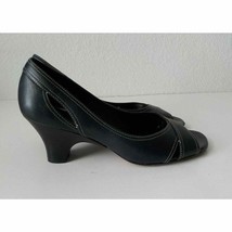 Circa Joan David Pumps Open Toe 7M Black Leather Sandals Women size 7M - £7.83 GBP