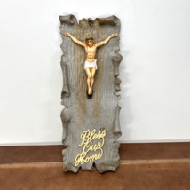 Vintage Made In Italy 8.5&quot; Plastic Jesus Bless Our Home Wall Hanging Plaque - £19.29 GBP