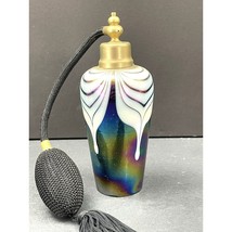 Vintage Iridescent Glass Perfume Bottle w Atomizer Spray Bulb Black Tass... - $681.45 MXN