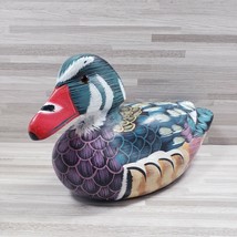 Hand Carved &amp; Hand Painted Wooden Mallard Duck Sculpture Figurine  - $30.60