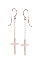 Hanging Cross Earrings: Sterling Silver, 24K Gold, Rose Gold - $129.99